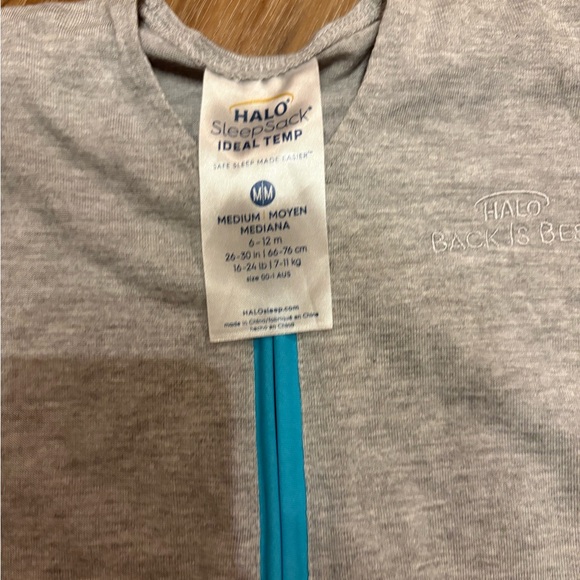 Halo Gray Sleep Sack with Blue Trim - Picture 2 of 2